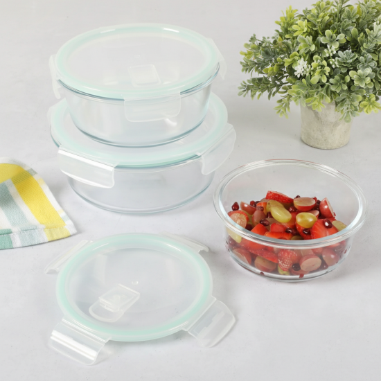 Glass Tupperware Set 3 Pcs